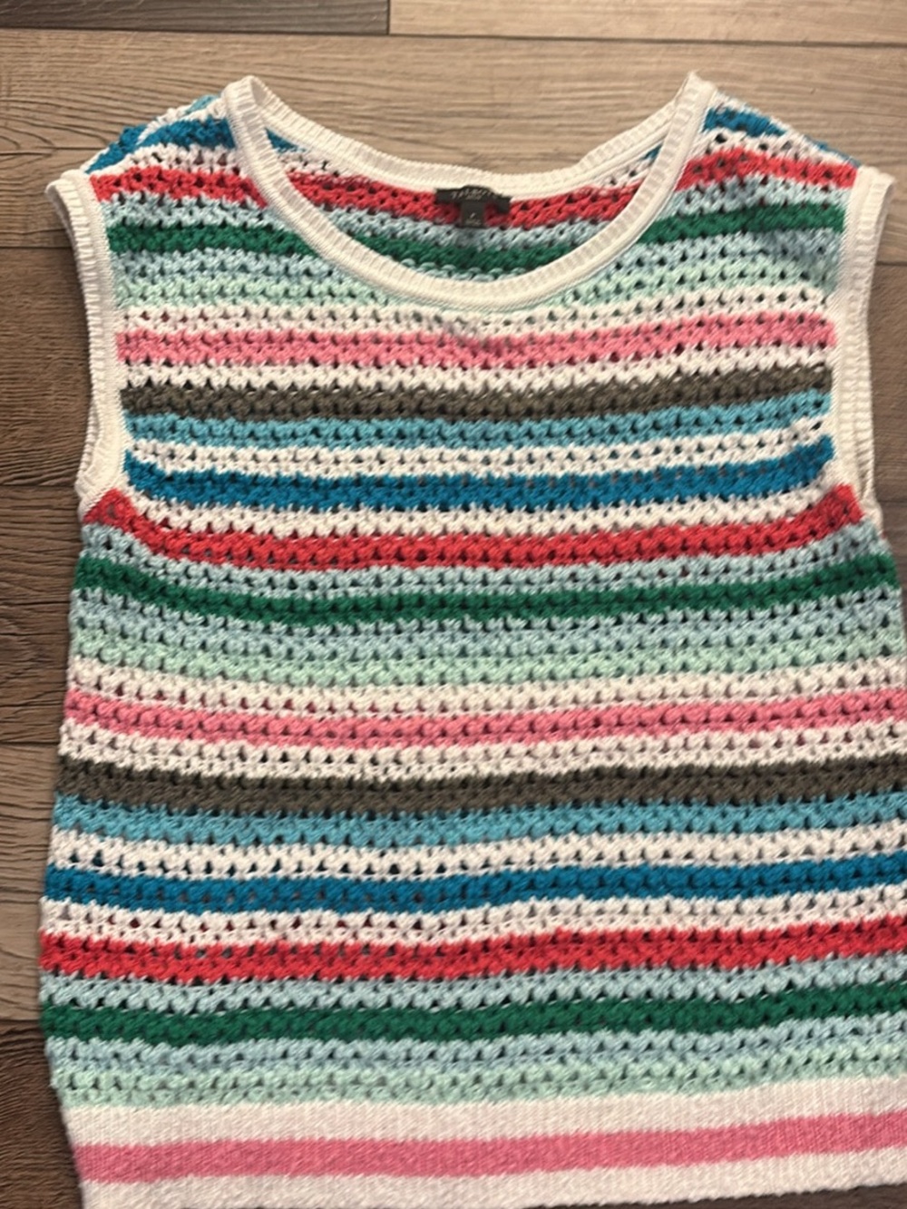 Talbots Multicolor Striped Crochet Tank Top
